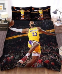 Los Angeles Lakers Lebron James Dunking Photograph Bed Sheet Duvet Cover Bedding Sets elitetrendwear 1 1