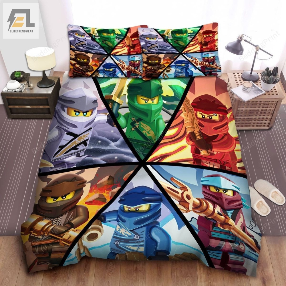 Ninjago Six Elemental Masters In One Digital Painting Bed Sheets Spread Duvet Cover Bedding Sets 