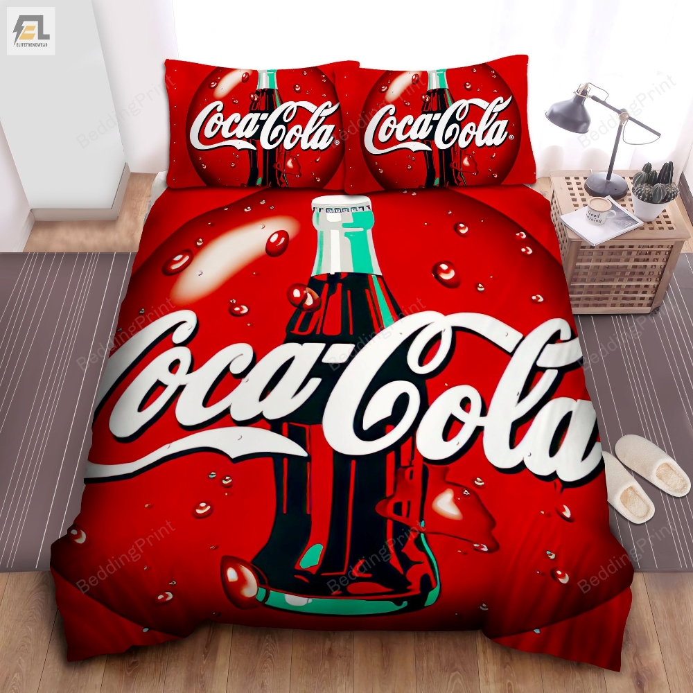 Vintage Cocacola Bottle On Red Bottle Cap Illustration Bed Sheets Duvet Cover Bedding Sets 