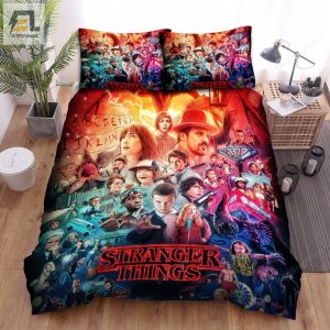 Stranger Things Characters All In One Animated Poster Bed Sheets Duvet Cover Bedding Sets elitetrendwear 1 1