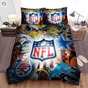 Madden Nfl 3D Logo In Nfl Teams Logos Background Bed Sheets Duvet Cover Bedding Sets elitetrendwear 1 1