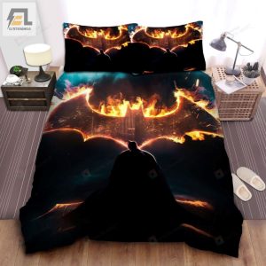 Batman And The Burning Bat Logo Bed Sheets Spread Duvet Cover Bedding Sets elitetrendwear 1 1