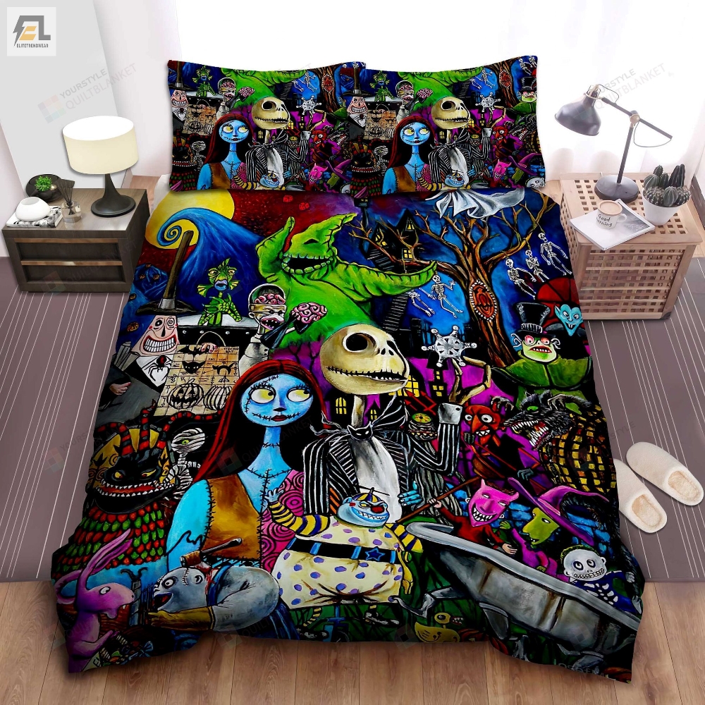 The Nightmare Before Christmas Characters In Colorful Painting Bed Sheets Duvet Cover Bedding Sets 