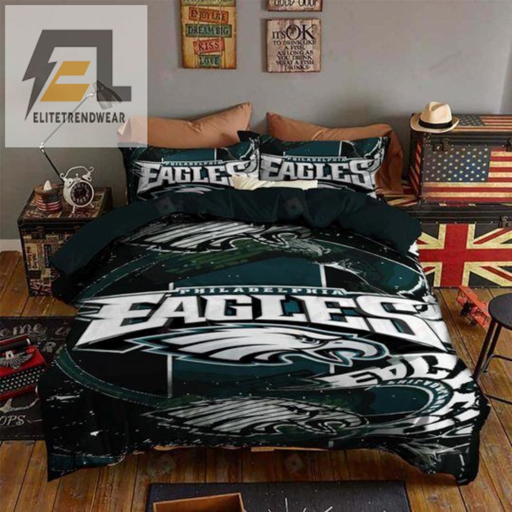 Philadelphia Eagles Bedding Set Sleepy Halloween And Christmas Duvet Cover  Pillow Cases 