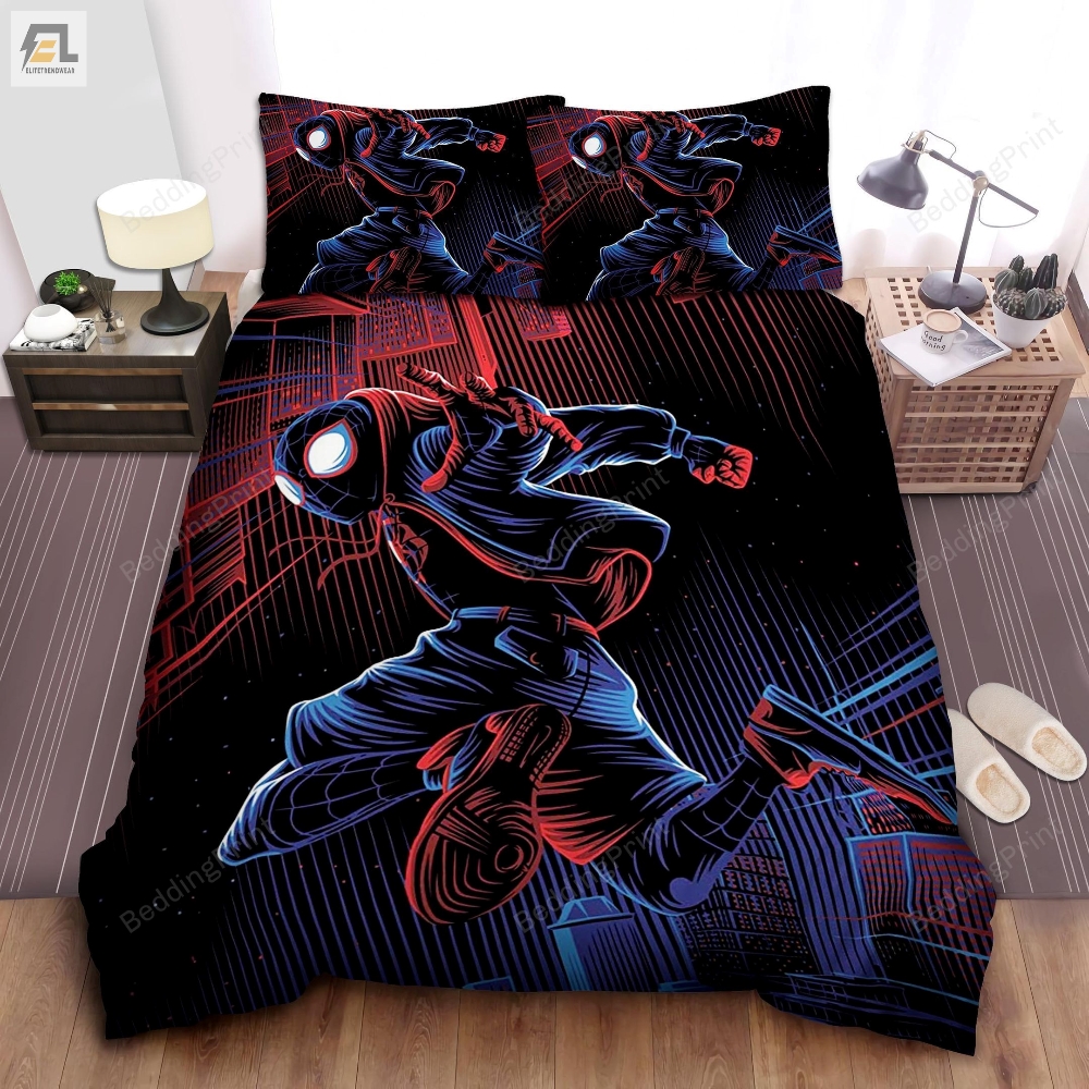 Miles Morales Spiderman In Signature Colors Drawing Bed Sheets Duvet Cover Bedding Sets 