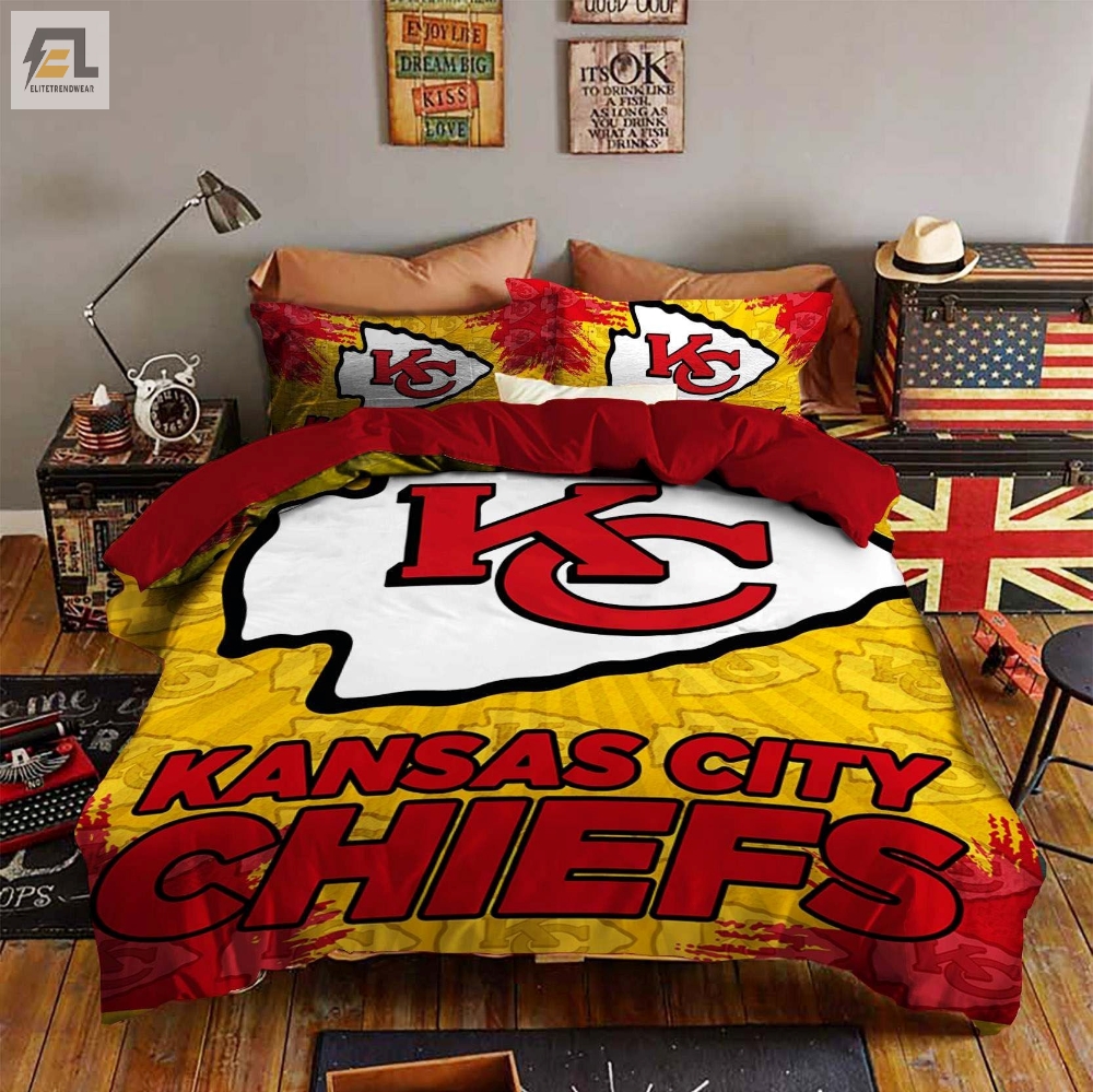 Kansas City Chiefs Bedding Set Sleepy Duvet Cover Pillow Cases 