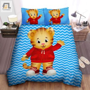 Daniel Tiger In Blue Waves Illustration Bed Sheets Duvet Cover Bedding Sets elitetrendwear 1 1