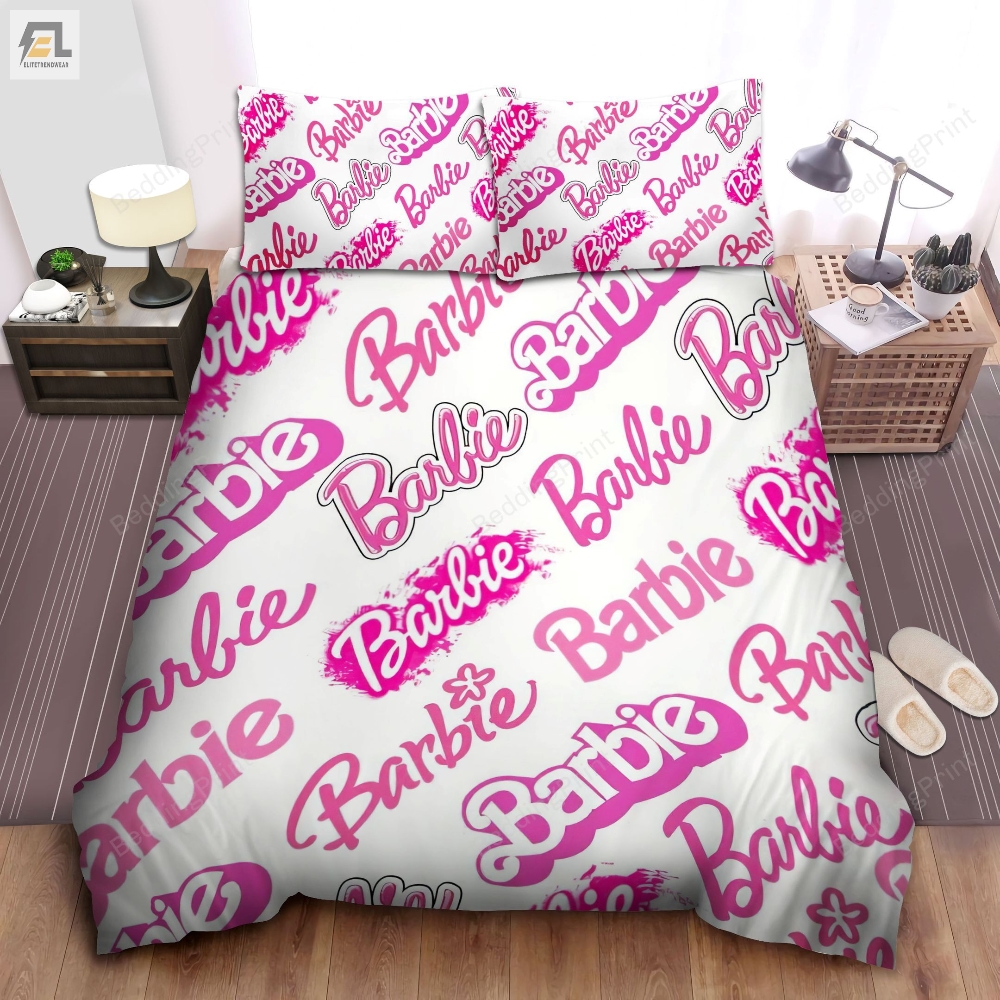Barbie Bed Pink Letter Sheets Duvet Cover Bedding Sets 