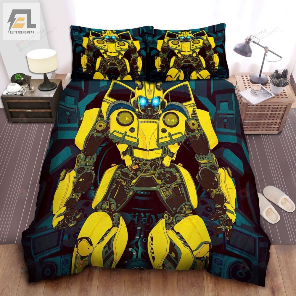 Transformer Bumblebee In Detailed Animation Art Bed Sheets Duvet Cover Bedding Sets 