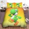 Super Mario Cute Yoshi 3D Illustration On Yellow Bed Sheets Duvet Cover Bedding Sets elitetrendwear 1