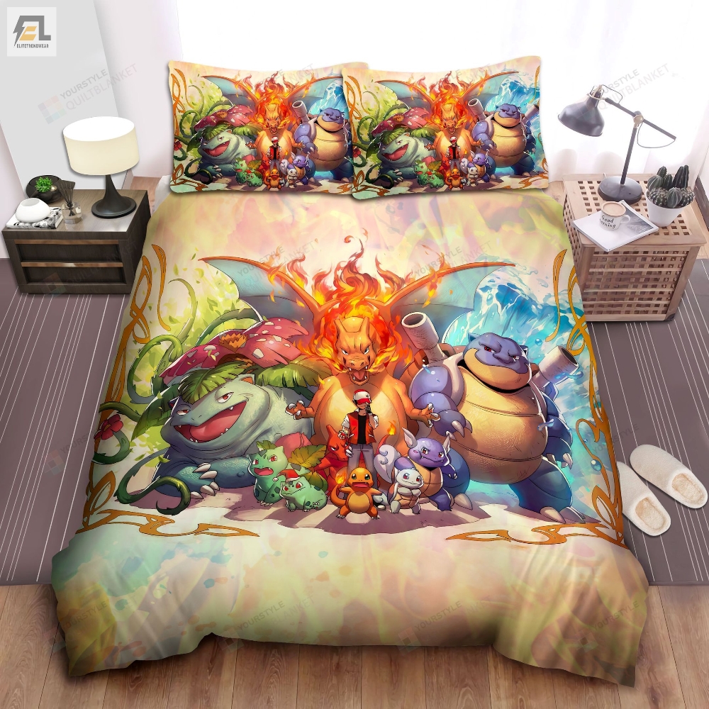 Pokemons Of Red Evolution Bed Sheets Duvet Cover Bedding Sets 