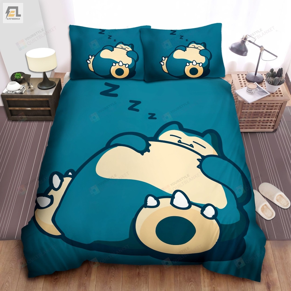 Pokemons Big Blue Snorlax Sleeping Bed Sheets Spread Duvet Cover Bedding Sets 