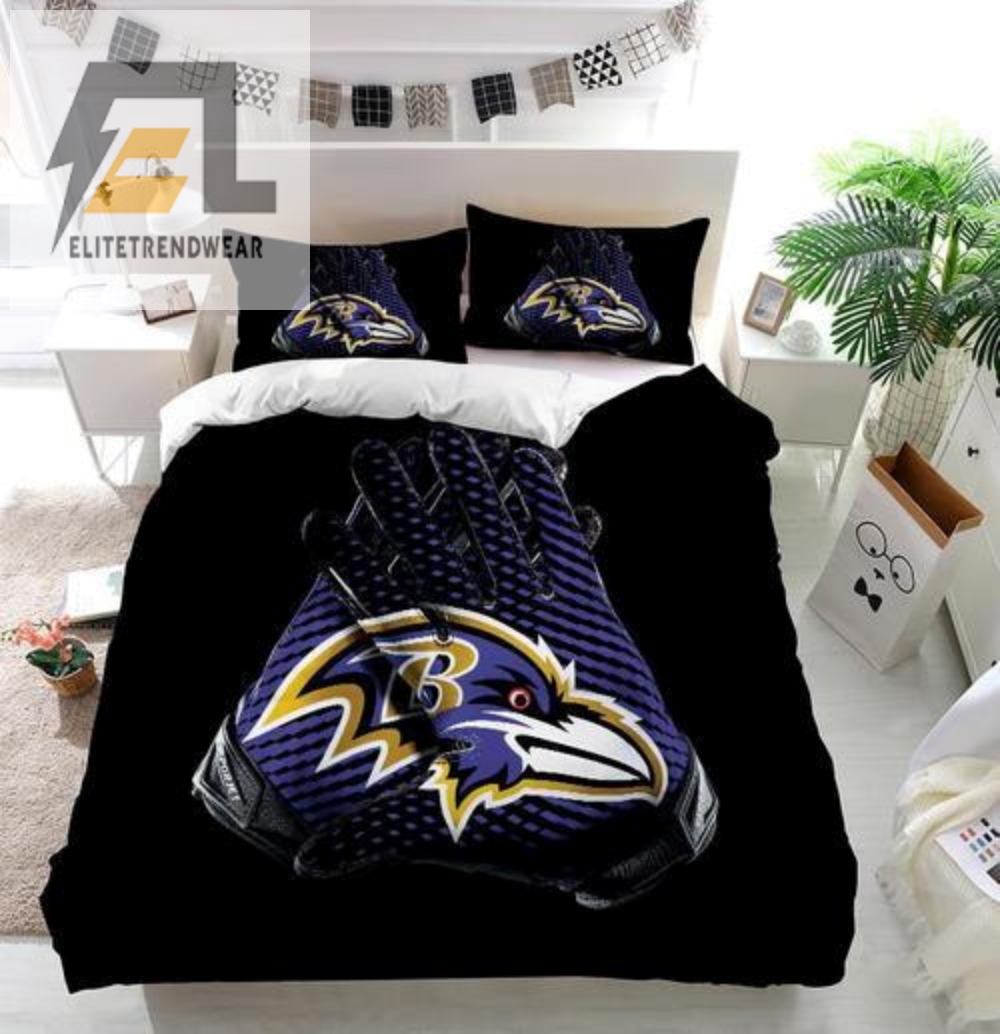 Nfl Baltimore Ravens Gloves Custom Bedding Set Duvet Cover 