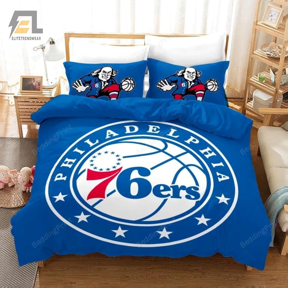 Nba Philadelphia 76Ers Basketball Logo Duvet Cover Bedding Set 