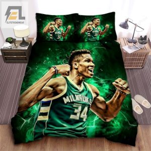 Milwaukee Bucks Giannis Antetokounmpo Showing Muscles Photo Bed Sheet Duvet Cover Bedding Sets elitetrendwear 1 1