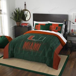 Miami Hurricanes Bedding Set Duvet Cover Pillow Cases elitetrendwear 1 1