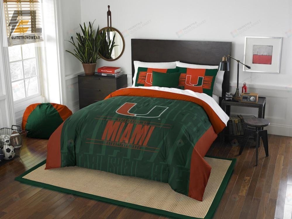 Miami Hurricanes Bedding Set Duvet Cover  Pillow Cases 