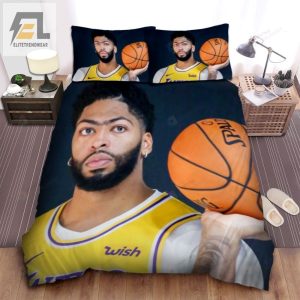 Los Angeles Lakers Anthony Davis With Basketball Ball Photograph Bed Sheet Spread Comforter Duvet Cover Bedding Sets elitetrendwear 1 1