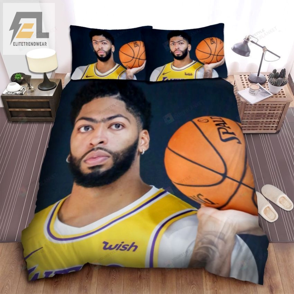 Los Angeles Lakers Anthony Davis With Basketball Ball Photograph Bed Sheet Spread Comforter Duvet Cover Bedding Sets 