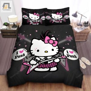 Hello Kitty In Punk Rock Style Bed Sheets Spread Duvet Cover Bedding Sets elitetrendwear 1 1