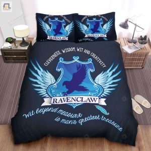 Harry Potter Ravenclaw House Crest And Motto Illustration Bed Sheets Duvet Cover Bedding Sets elitetrendwear 1 1