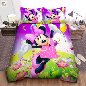 Happy Minnie Mouse In Flower Garden Bed Sheets Duvet Cover Bedding Sets elitetrendwear 1 1