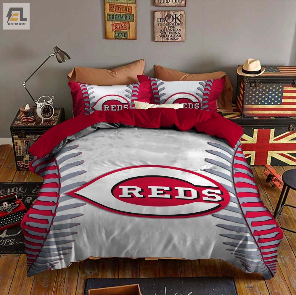 Cincinnati Reds Bedding Set Sleepy Duvet Cover Pillow Cases 