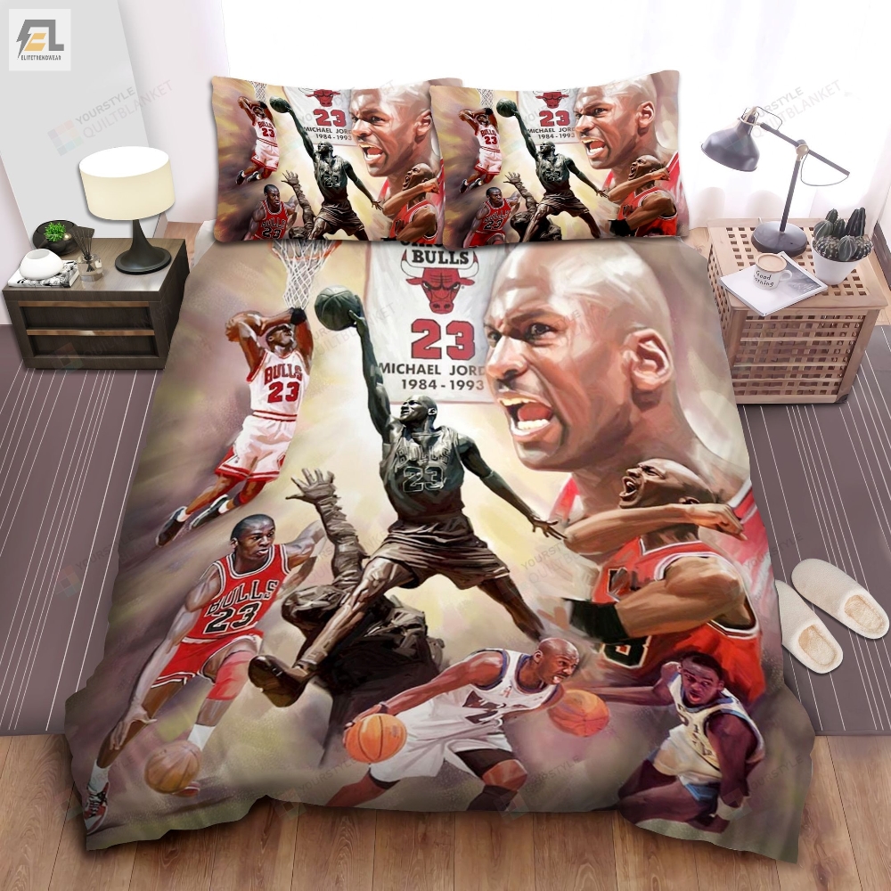 Chicago Bulls Michael Jordan Epic Moments In Career Bed Sheet Duvet Cover Bedding Sets 