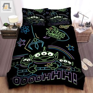 Walt Disney Toy Story Neon Squeeze Toy Aliens In Pizza Planet Bed Sheets Duvet Cover Bedding Sets elitetrendwear 1 1