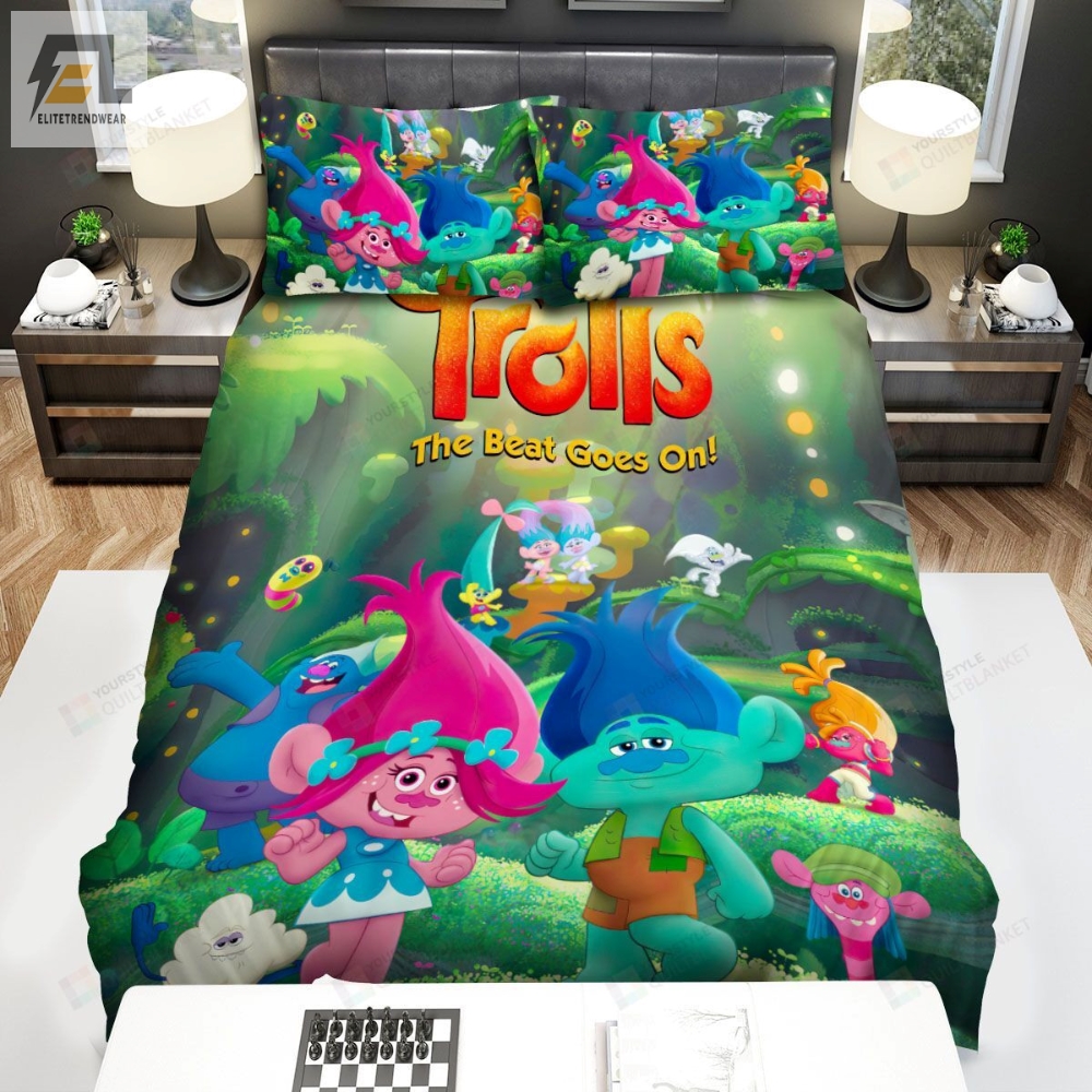 Trolls Characters The Beat Goes On Bed Sheets Spread Comforter Duvet Cover Bedding Sets 
