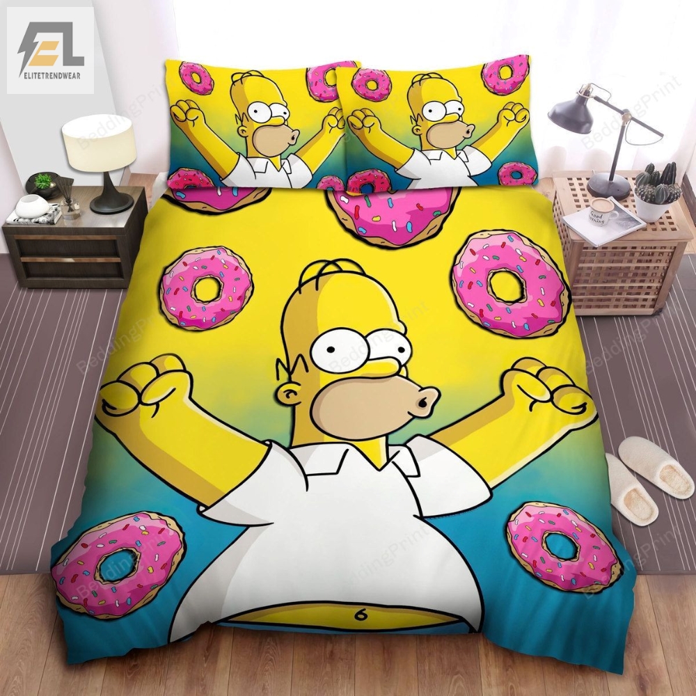 The Simpsons Homer Happy With Doughnuts Bed Sheets Duvet Cover Bedding Sets 