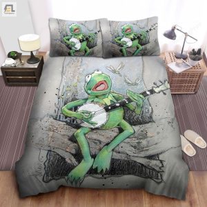 The Muppets Kermit The Frog Singing And Playing Banjo On A Tree Art Bed Sheets Duvet Cover Bedding Sets elitetrendwear 1 1