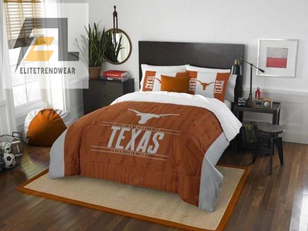 Texas Longhorns Logo With Iconic Colors Bedding Set Duvet Cover  Pillow Cases 