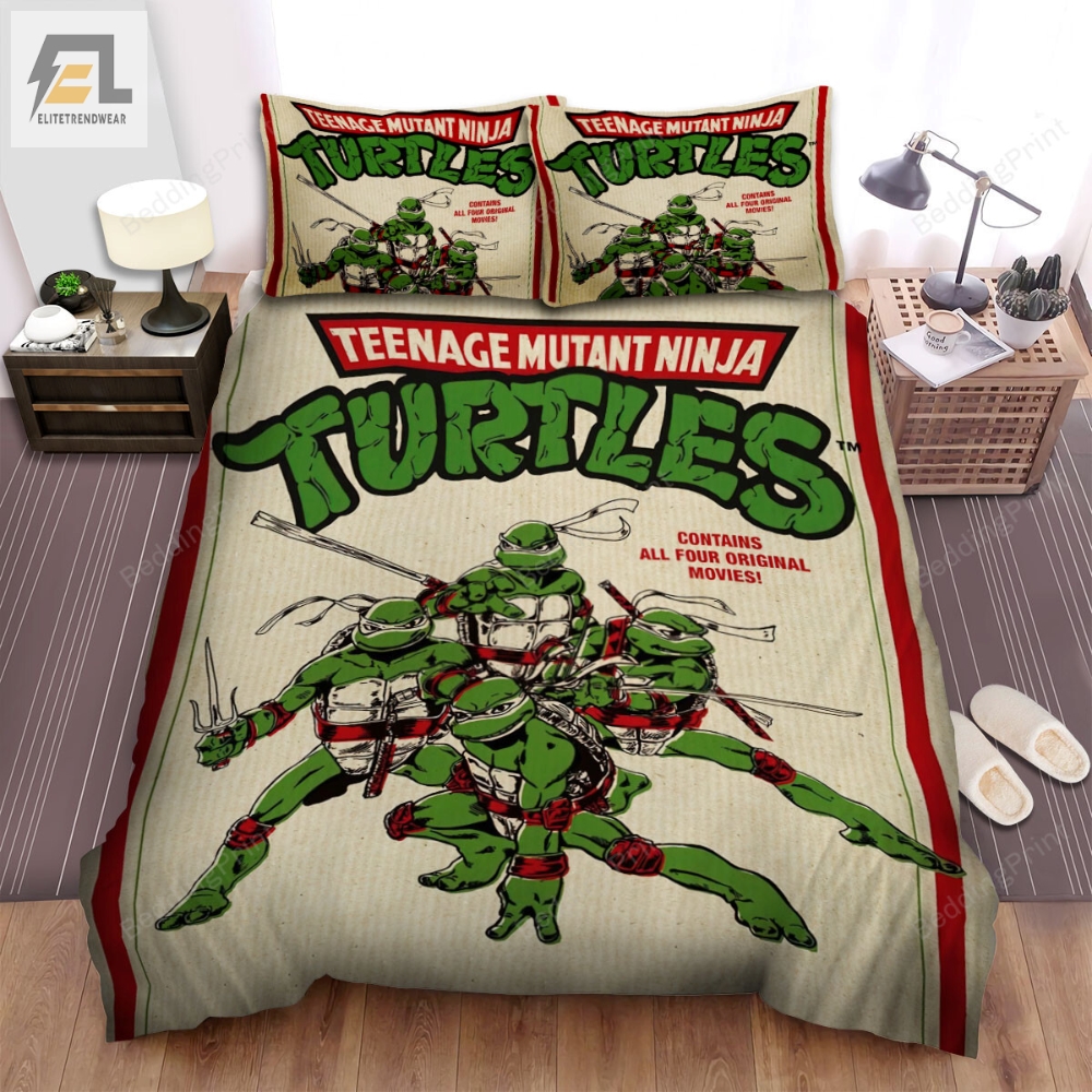 Teenage Mutant Ninja Turtles The Movie 1990 Movie Poster 2 Bed Sheets Duvet Cover Bedding Sets 
