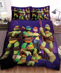 Teenage Mutant Ninja Turtles Posing With April Oaneil Bed Sheets Duvet Cover Bedding Sets elitetrendwear 1 1