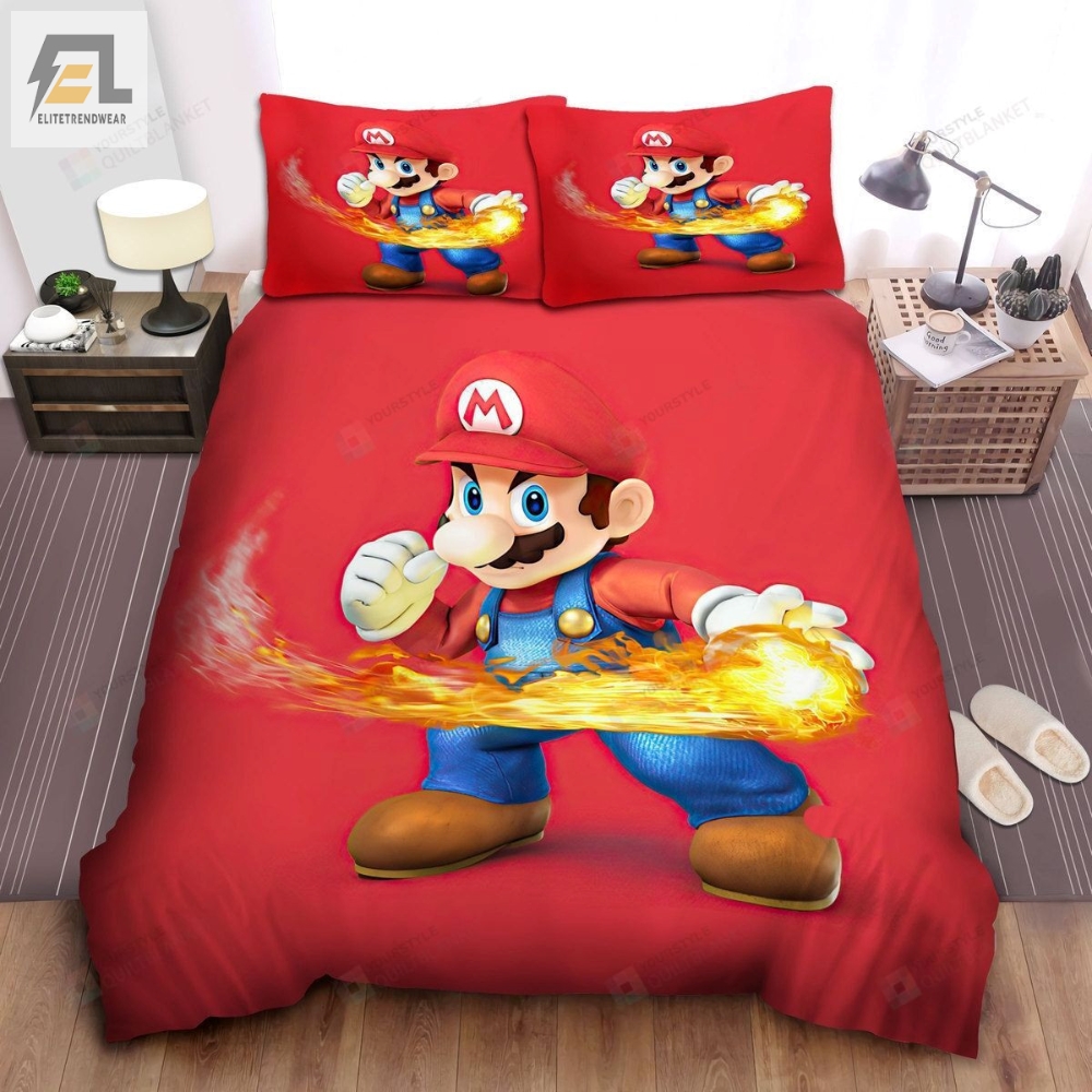 Super Mario With Fireball Bed Sheets Duvet Cover Bedding Sets 