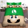 Super Mario Funny Luigi Face Illustration Bed Sheets Duvet Cover Bedding Sets elitetrendwear 1