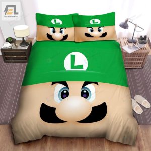 Super Mario Funny Luigi Face Illustration Bed Sheets Duvet Cover Bedding Sets elitetrendwear 1 1