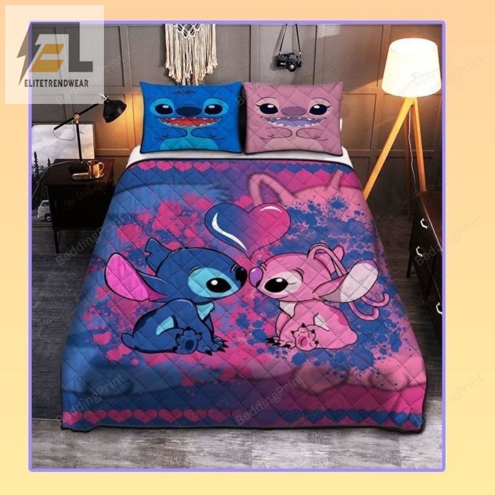 Stitch And Angel Bed Sheets Bedspread Duvet Cover Bedding Set 
