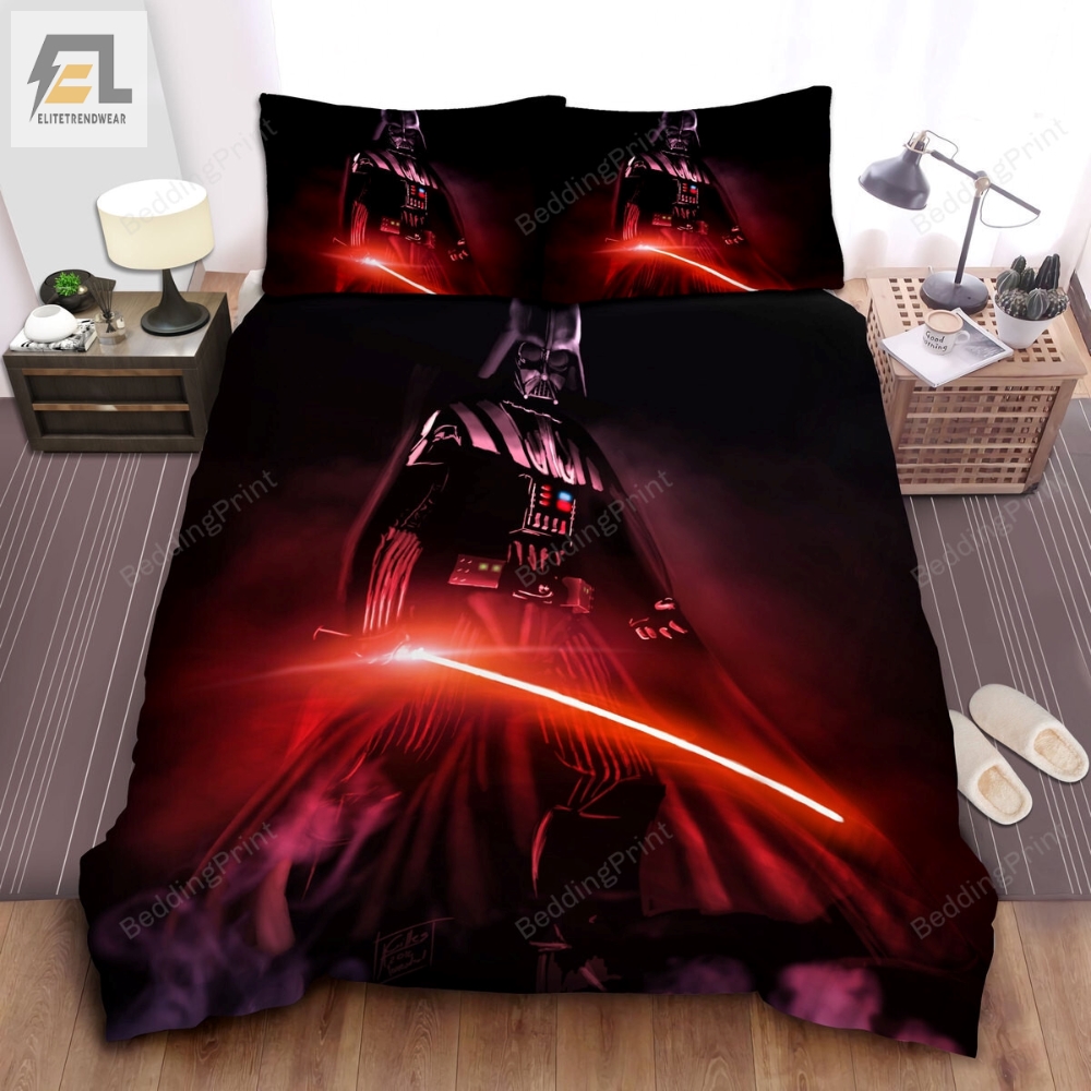 Star Wars Darth Vader Holding Red Lightsaber Digital Art Bed Sheets Spread Duvet Cover Bedding Sets 