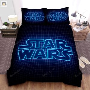 Star Wars Blue Neon Logo Bed Sheets Duvet Cover Bedding Sets elitetrendwear 1 1