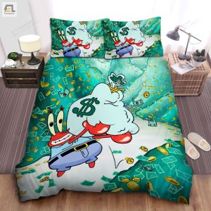 Spongebob Squarepants Mr. Krab Happy With Money Bed Sheets Duvet Cover Bedding Sets elitetrendwear 1 1