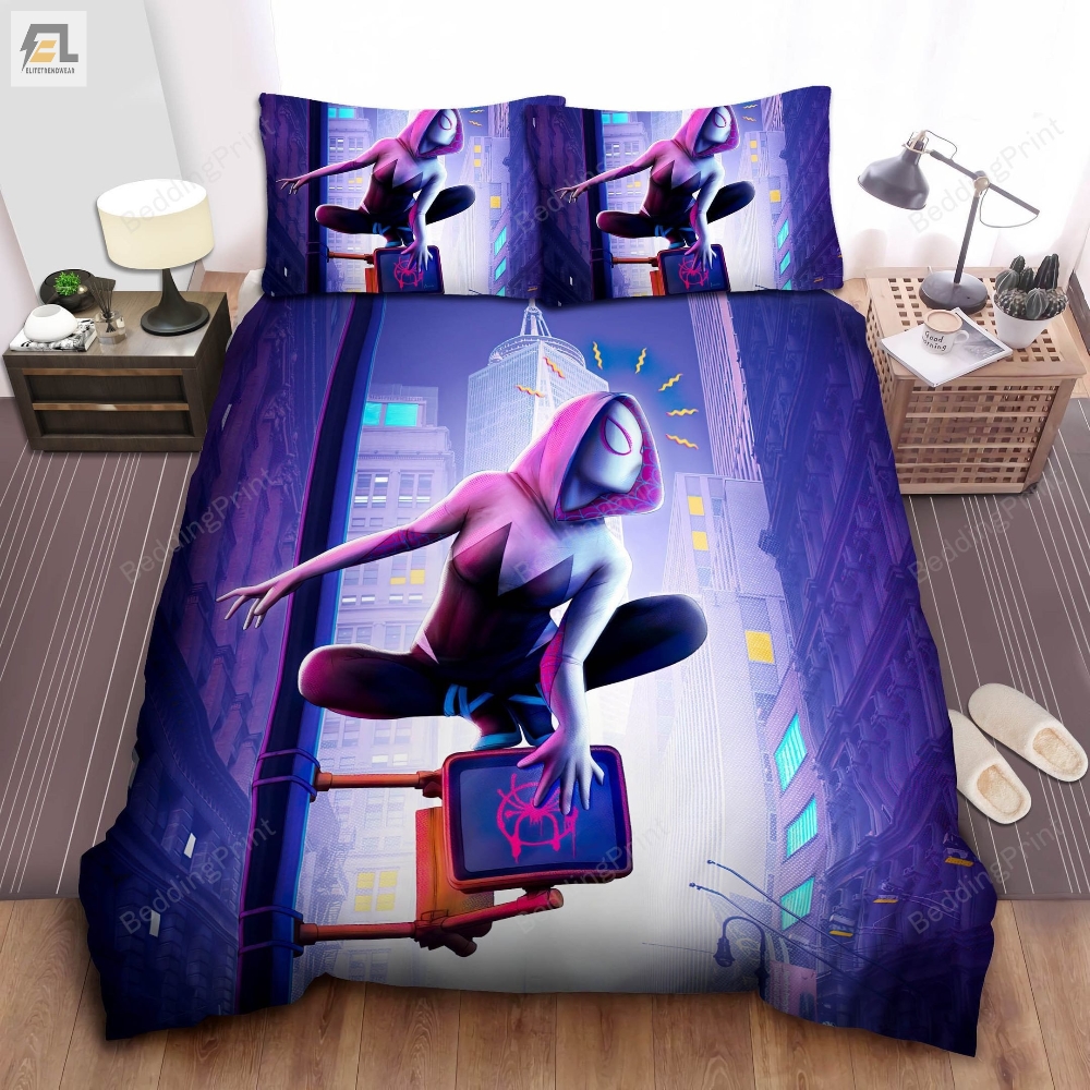 Spidergwen From Into The Spider Verse Digital Art Bed Sheets Duvet Cover Bedding Sets 