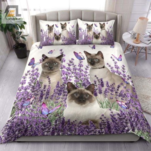 Siamese Cat And Lavender Bed Sheets Duvet Cover Bedding Sets elitetrendwear 1