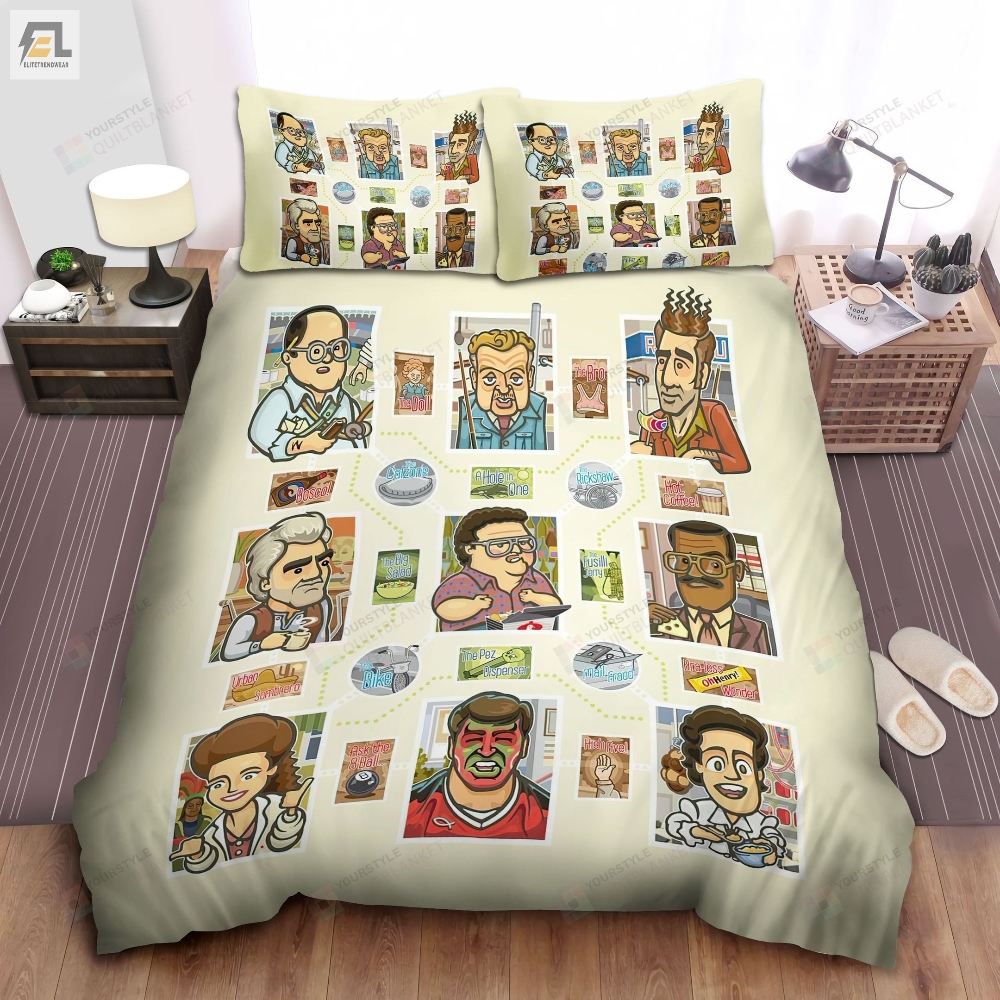 Seinfeld Characters In Cartoon Art Illustration Bed Sheets Spread Comforter Duvet Cover Bedding Sets 