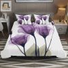 Purple Flower Elegant Tulip Floral Bed Sheets Duvet Cover Bedding Sets elitetrendwear 1