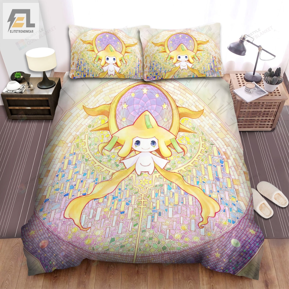 Pokemon Jirachi In Stained Glass Artwork Bed Sheets Spread Duvet Cover Bedding Sets 