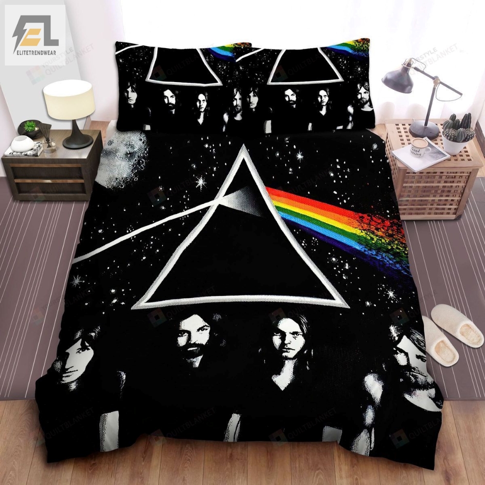 Pink Floyd Members Photo On The Dark Side Of The Moon Album Cover Bed Sheet Spread Comforter Duvet Cover Bedding Sets 