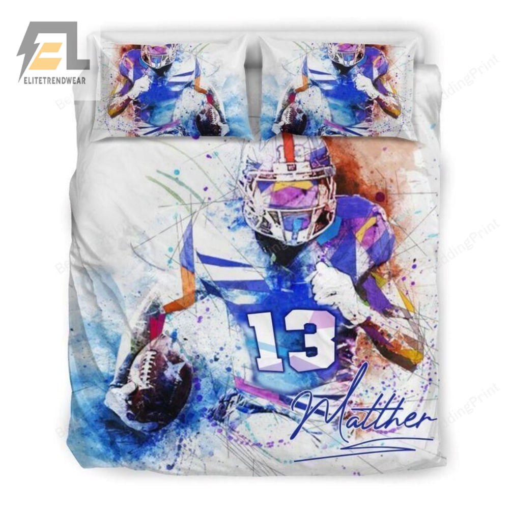 Personalized Custom Duvet Cover Football Bedding Set With Your Signature  Number 