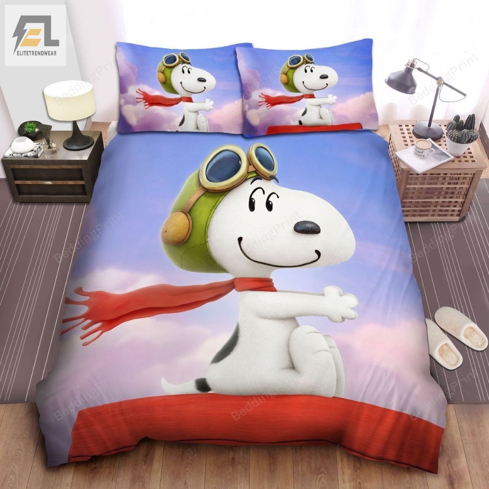 Peanuts Snoopy In Pilot Hat Bed Sheets Duvet Cover Bedding Sets 